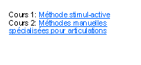 Zone de Texte: Cours 1: M�thode stimul-activeCours 2: M�thodes manuelles sp�cialis�es pour articulations
